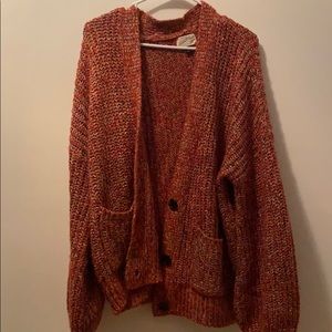 multicolor chunky knit cardigan